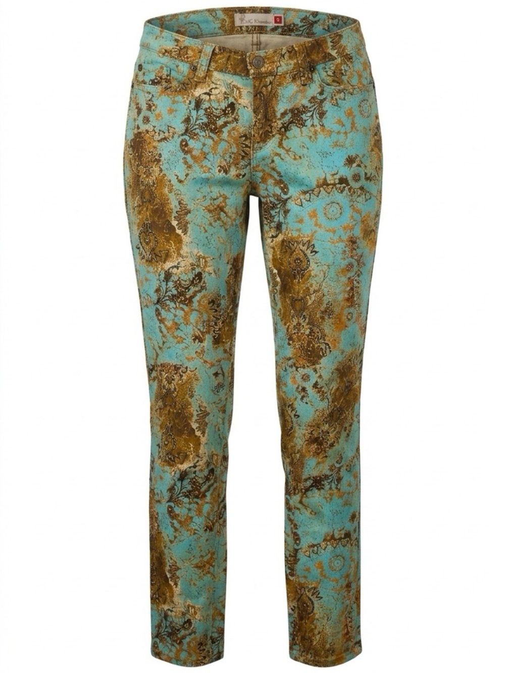 GJG Turquoise & Gold Patterned Slim Jeans